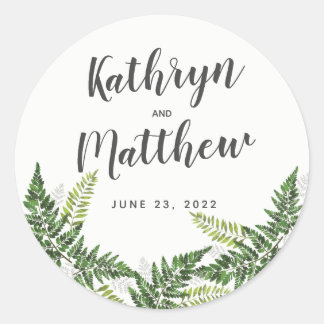 Sticker Rond Lush Fern Mariage botanique tropical