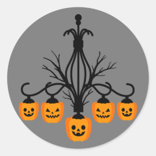 Sticker Rond lustre citrouille Halloween gothique