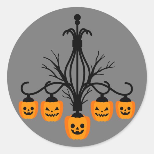 Sticker Rond lustre citrouille Halloween gothique (Devant)