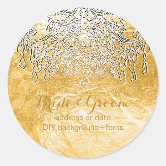 Sticker Rond Lustre en cristal de ton or PixDezines (Devant)