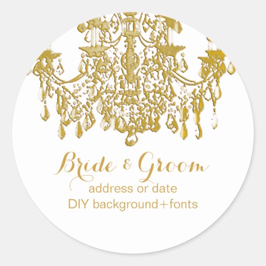 Sticker Rond Lustre en cristal de ton or PixDezines (Devant)