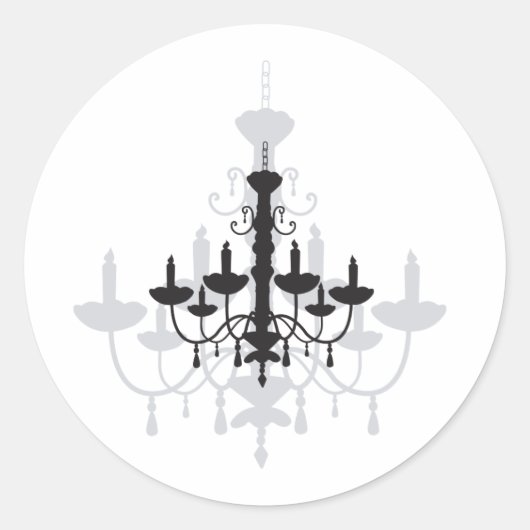 Sticker Rond Lustre en cristal noir gothique et ombre (Devant)