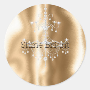 Sticker Rond Lustre en diamant Parties scintillant en or