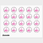 Sticker Rond Lustre rose et sceaux Damas (Feuille)