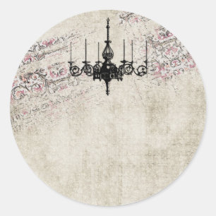 Sticker Rond Lustre victorien Shabby Chic Vintage Damask