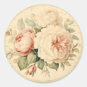 Sticker Rond Lustre Vintage, Chic Démodé Abricot