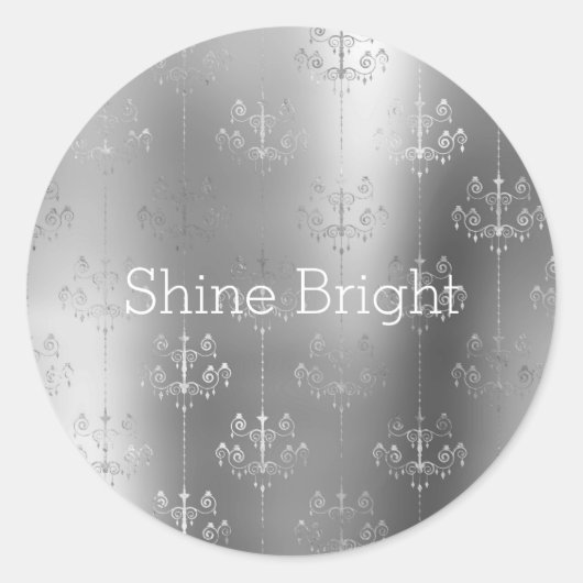 Sticker Rond Lustres en verre argenté Chic Glitz (Devant)