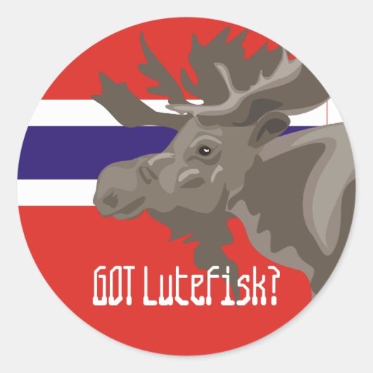 Sticker Rond Lutefisk Elk d'orignal Drôle Norvégien (Devant)