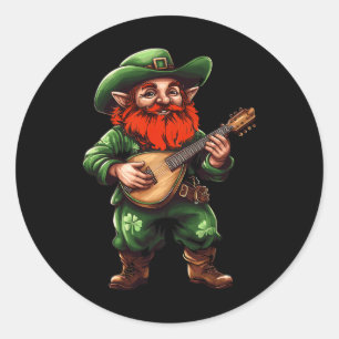 Sticker Rond Luths de lutin drôle de la Saint-Patrick irlandais