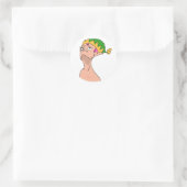 Sticker Rond Lutin regardant Noël ! (Sac)