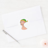 Sticker Rond Lutin regardant Noël ! (Enveloppe)