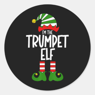 Sticker Rond Lutin Trompette Instrument de Musique de Noël Corr