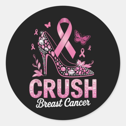 Sticker Rond Lutte contre le cancer du sein - Crush (Devant)