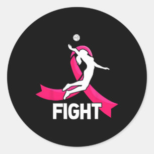 Sticker Rond Lutte contre le cancer du sein Volleyball rose Rib
