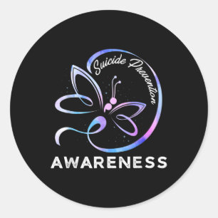 Sticker Rond Lutte Contre Le Suicide De La libellule Rose Et Le