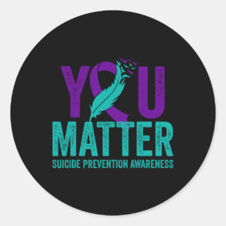 Sticker Rond Lutte Contre Le Suicide Ribbo Turquoise Et Violet