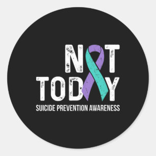 Sticker Rond Lutte Contre Le Suicide Ribbo Turquoise Et Violet