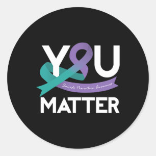 Sticker Rond Lutte Contre Le Suicide Ribbo Turquoise Et Violet