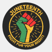 Sticker Rond Lutte Pour Vos Droits Vert Jaune Rouge Junte (Devant)