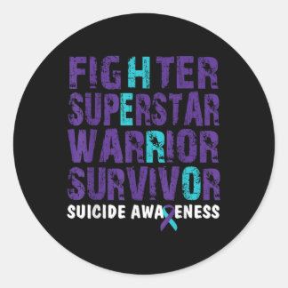 Sticker Rond Lutte Survivant Suicide Sensibilisation Santé ment