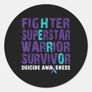 Sticker Rond Lutte Survivant Suicide Sensibilisation Santé ment