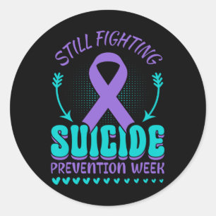 Sticker Rond Lutte toujours Contre la Prévention Suicide Violet
