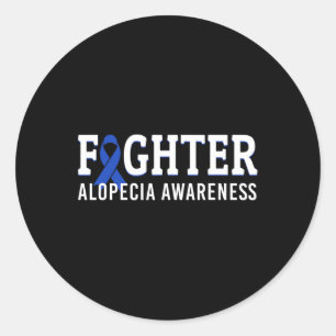Sticker Rond Lutter Alopecia Sensibilisation Blue AA Ribbon Sup