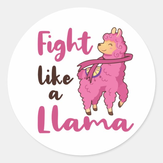 Sticker Rond Lutter comme une Llama Cancer du sein guerrier (Devant)