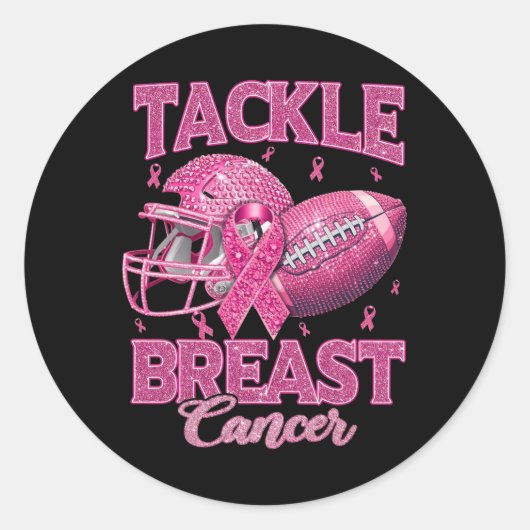 Sticker Rond Lutter Contre Cancer Sein Awareness Football Améri (Devant)