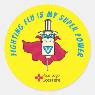 Sticker Rond Lutter contre la grippe est ma super puissance Fu