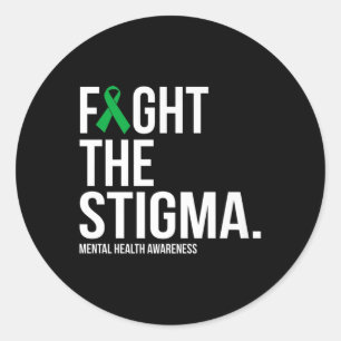 Sticker Rond Lutter contre la Stigma Green Ribbon Mental Health