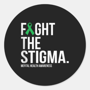 Sticker Rond Lutter contre la Stigma Green Ribbon Mental Health