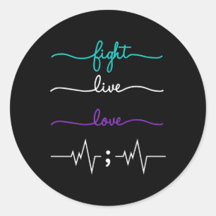 Sticker Rond Lutter contre l'amour vivant Prévention du suicide