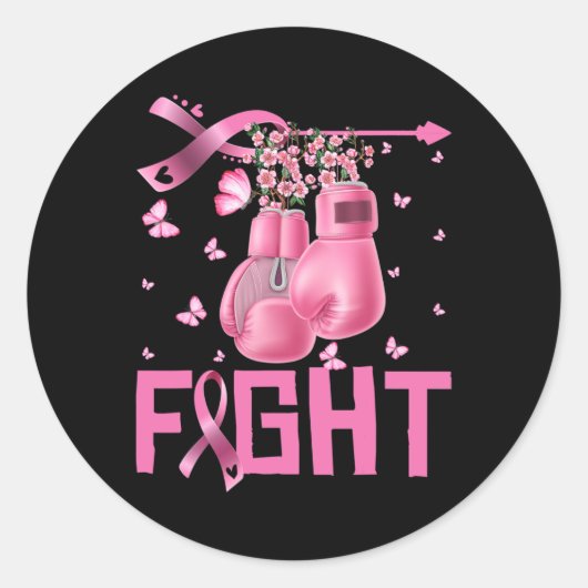 Sticker Rond Lutter Contre le cancer du sein Gants de boxe Guer (Devant)
