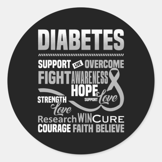 Sticker Rond Lutter contre le diabète Sensibilisation Soutien E (Devant)