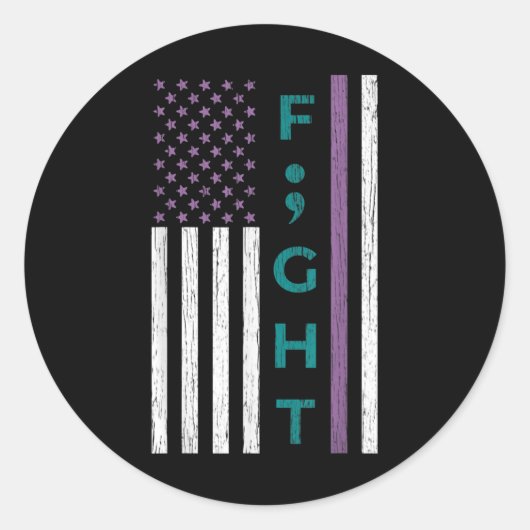 Sticker Rond Lutter contre le semicolon Drapeau Sensibilisation (Devant)