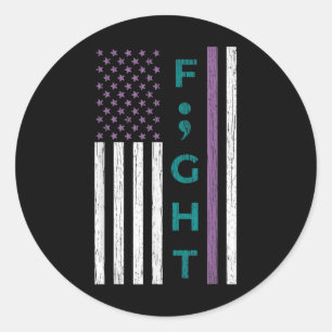 Sticker Rond Lutter contre le semicolon Drapeau Sensibilisation
