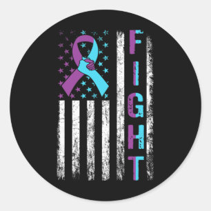 Sticker Rond Lutter contre le suicide drapeau américain violet