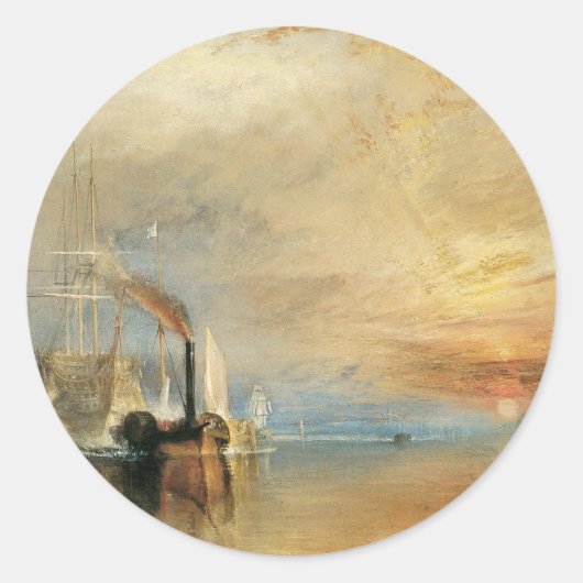 Sticker Rond Lutter contre le Téméraire par Joseph Turner, Art (Devant)