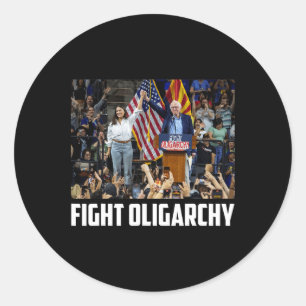 Sticker Rond Lutter Contre L'Oligarchie Bernie Sanders Et Aoc N