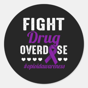 Sticker Rond Lutter contre l'overdose de rubéole violet surdose