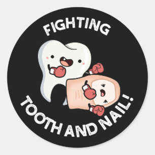 Sticker Rond Lutter Dent Et Clou Drôle Boxe Puns Dark BG