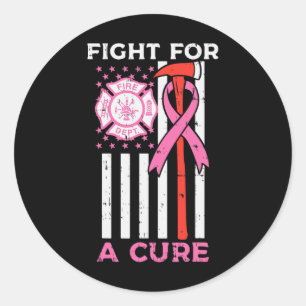 Sticker Rond Lutter Pour Un Pompier Cure Us Drapeau Cancer Du S