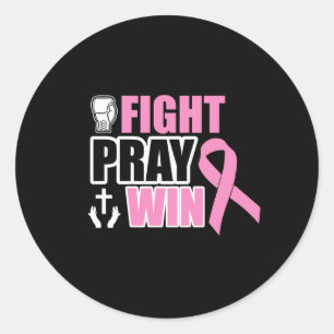 Sticker Rond Lutter Priez Gagner Léger Rose cancer du sein