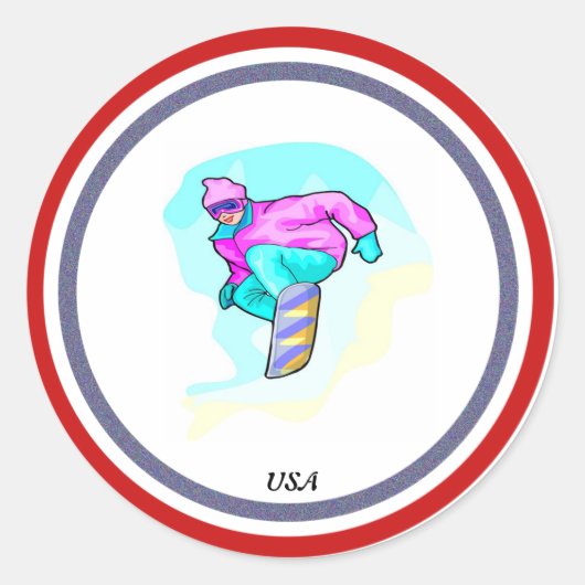 Sticker Rond Luv to Snowboard (Devant)