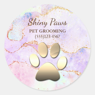 Sticker Rond Luxe Agate Parties scintillant Chien Paw Pet Pet G