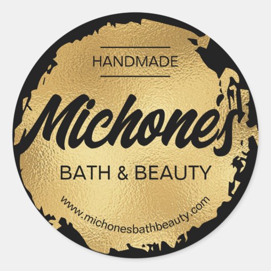 Sticker Rond Luxe Black Gold Foil Moderne Custom Business (Devant)
