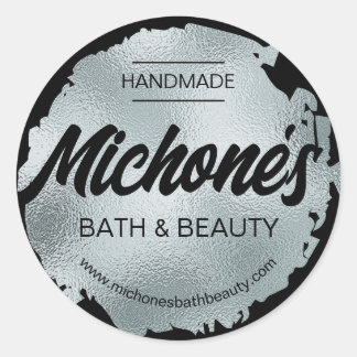 Sticker Rond Luxe Black Silver Foil Moderne Custom Business