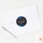 Sticker Rond Luxe Blue et or Parties scintillant Agate Business (Enveloppe)