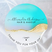 Sticker Rond Luxe Blue White Gold Agate Merci d'affaires